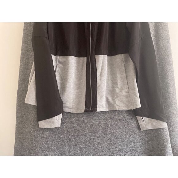 Avia Jacket Women XXL/20 Black Gray Mock Neck Full Zip Lightweight Hooded - Picture 5 of 11